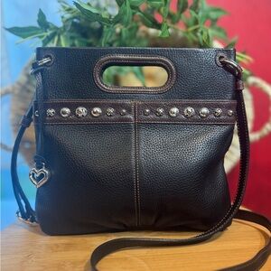 Brighton Retired Pretty Tough Shoulder Crossbody Bag Black Pebbled Leather